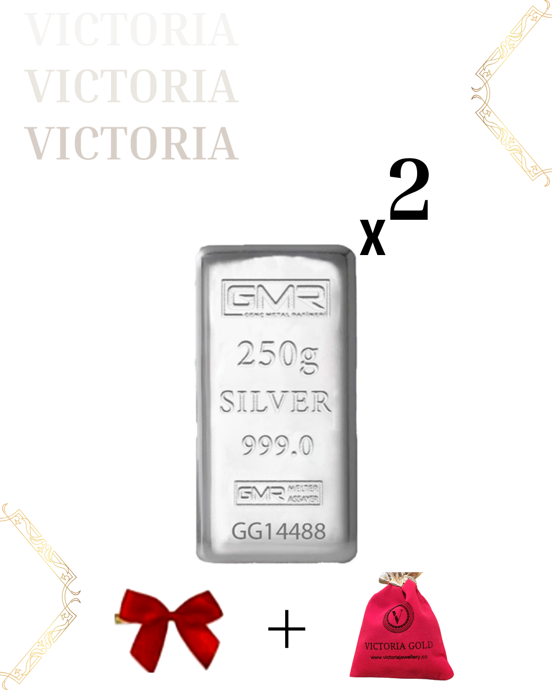 Sertifikalı 2 adet 250 gr Külçe Gümüş 999 Ayar