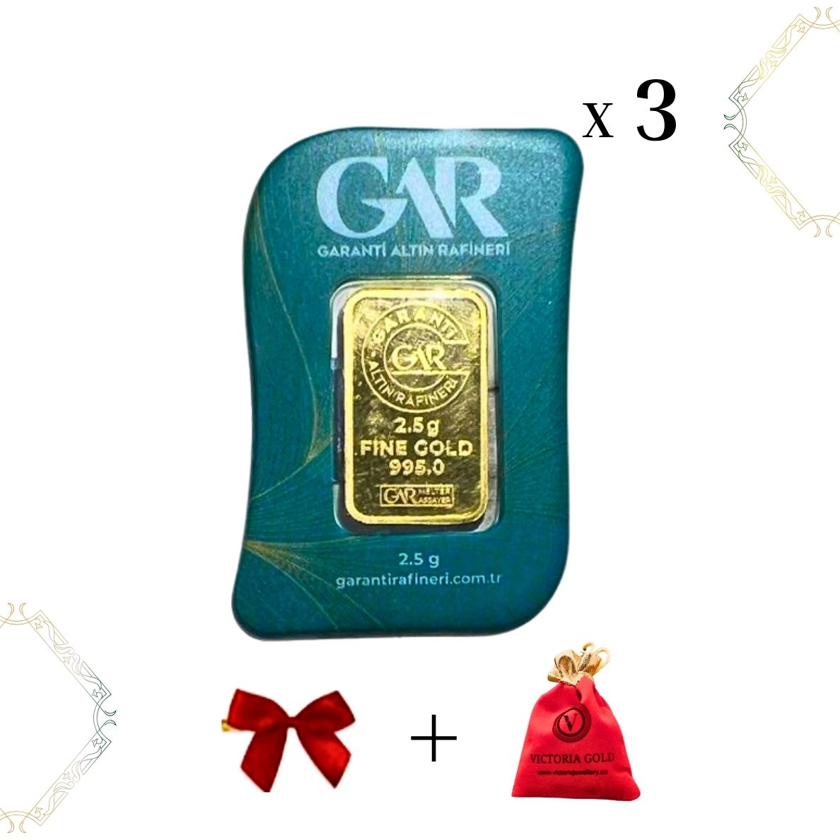3 Adet 2,5 gr 24 Ayar 995 Altın ( Gar Markası )