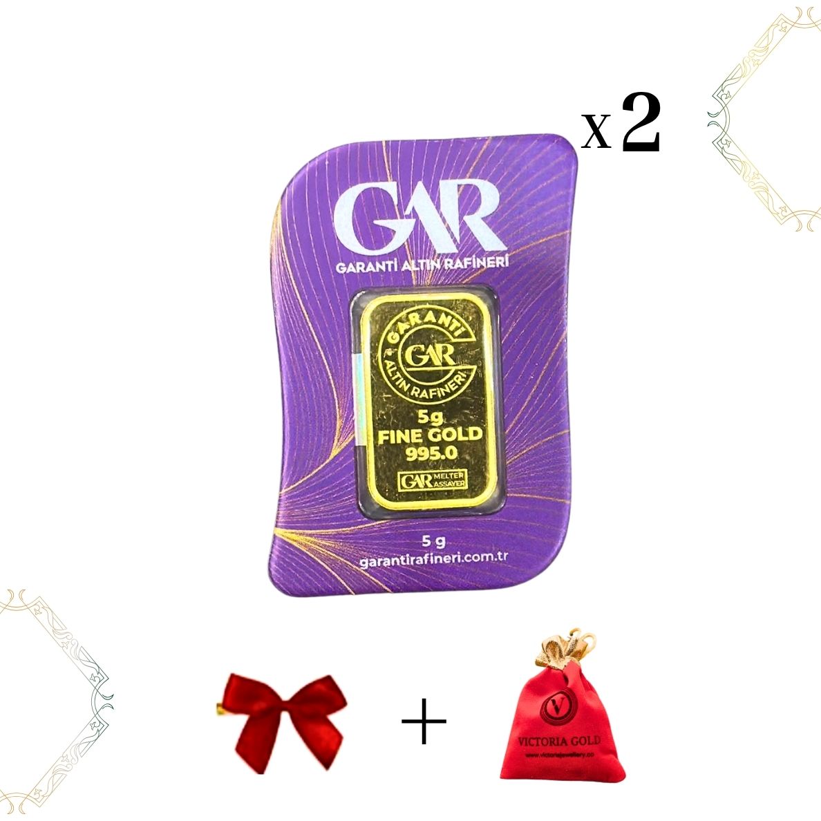 2 Adet 5 gr 24 Ayar 995 Altın ( Gar Markası )