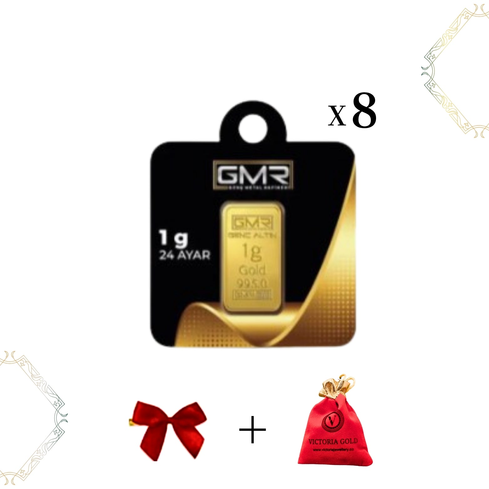 8 Adet 1 Gr 24 Ayar 995 Altın ( Gmr Markası )